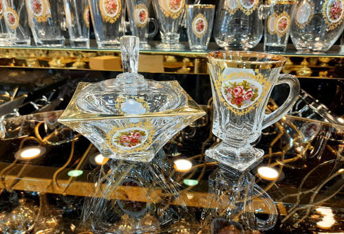 قندان کوادرون وارداتی لب طلا گل رز